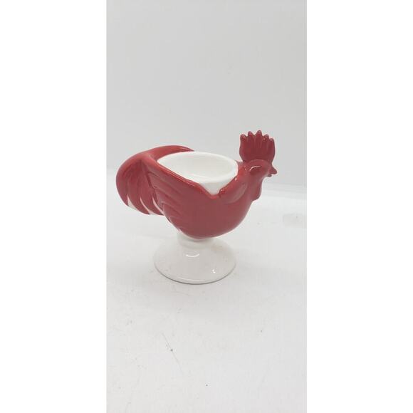 Kellogg's Cereal Premium Chicken Rooster Egg Cup White Milk Glass & Red Rare - Picture 4 of 11